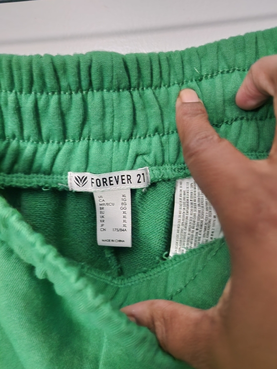 3/$20 Forever 21 Green Wide-Leg Track Pants with White Side Stripes - Picture 4 of 5